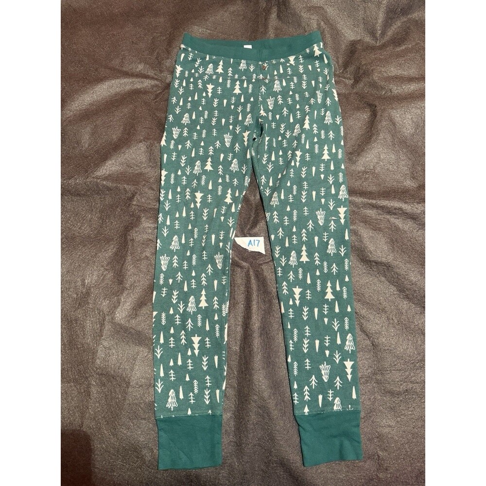 Old Navy Womens Thermal Pajama Pants M Medium Green Trees PJ Bottoms Fitted